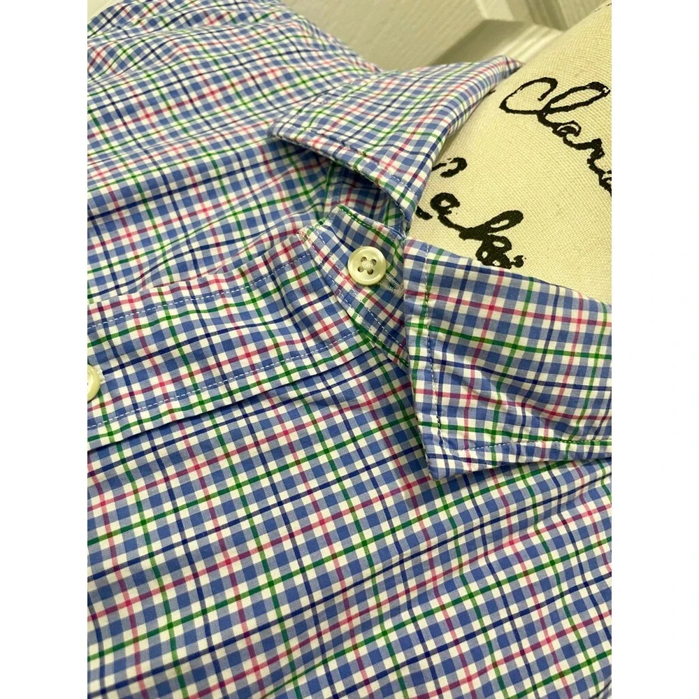 Polo Ralph Lauren Mens 2XB Big Tattersall Check Cotton Button‎ Down Shirt Blue